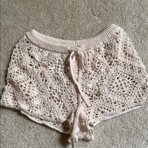 Wild Fable Cream High Waist Crochet Shorts
